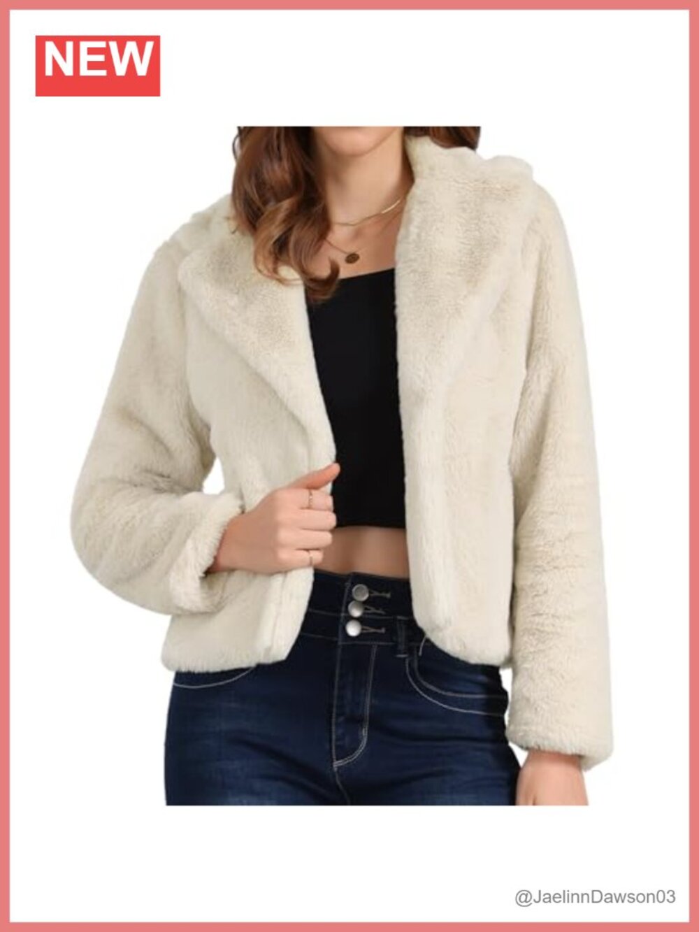 Women's Cropped Faux Fur Coat Open Front Fluffy Winter Jacket
